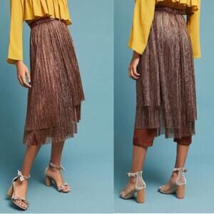 Anthropologie Maeve Metallic Skirted Pants